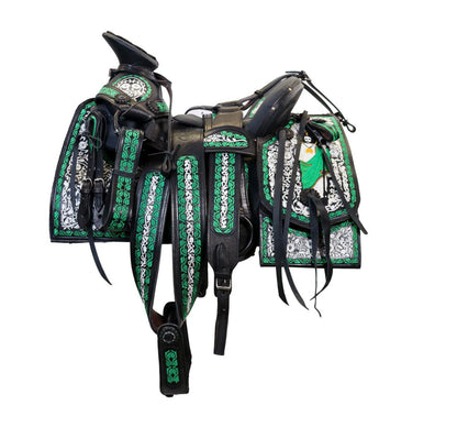 Montura Bordada Cuadrada Verde