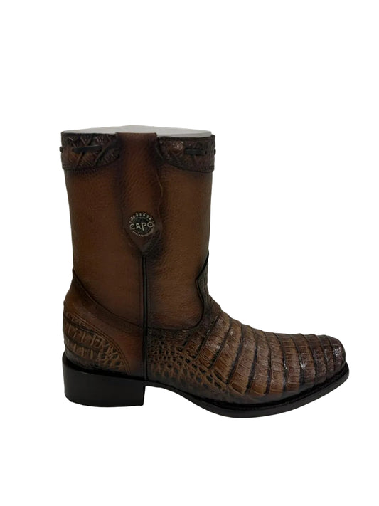 Bota Grabado piel de cocodrilo Miel