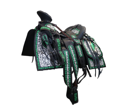 Montura Bordada Cuadrada Verde