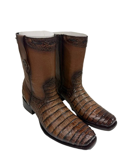 Bota Grabado piel de cocodrilo Miel